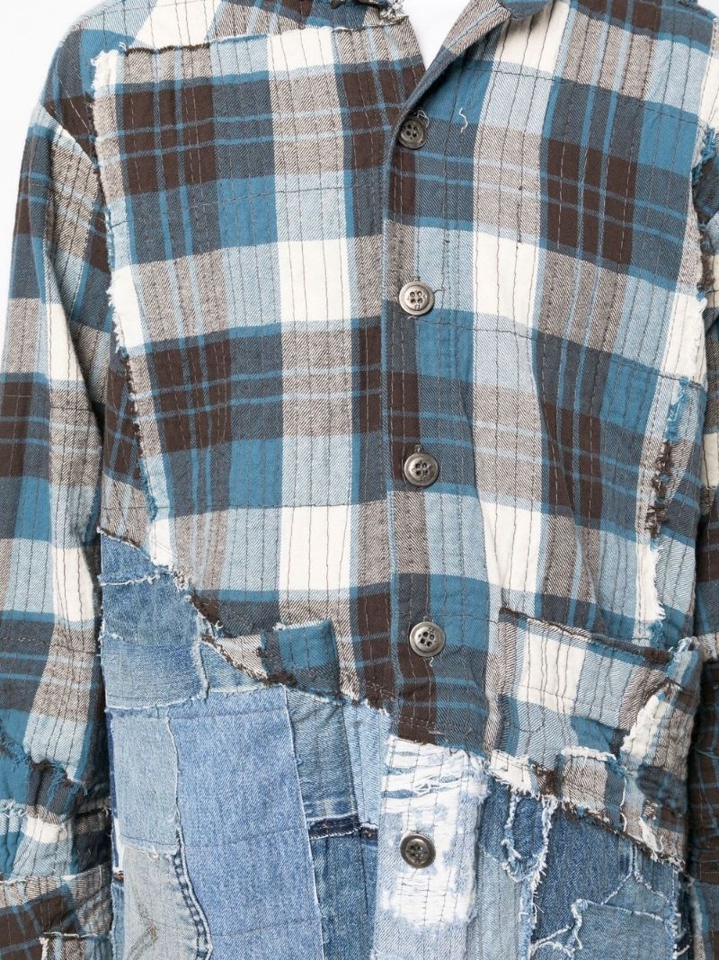 denim-panel patchwork shirt - 5