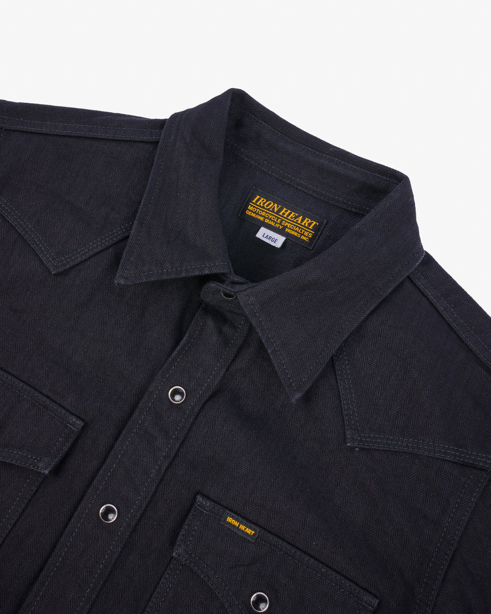 IHSH-410-BLK 14oz Herringbone CPO Western Shirt - Black - 2