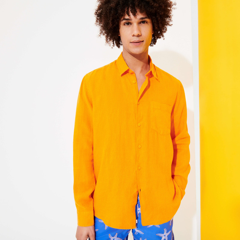 Vilebrequin Men Linen Shirt Solid outlook