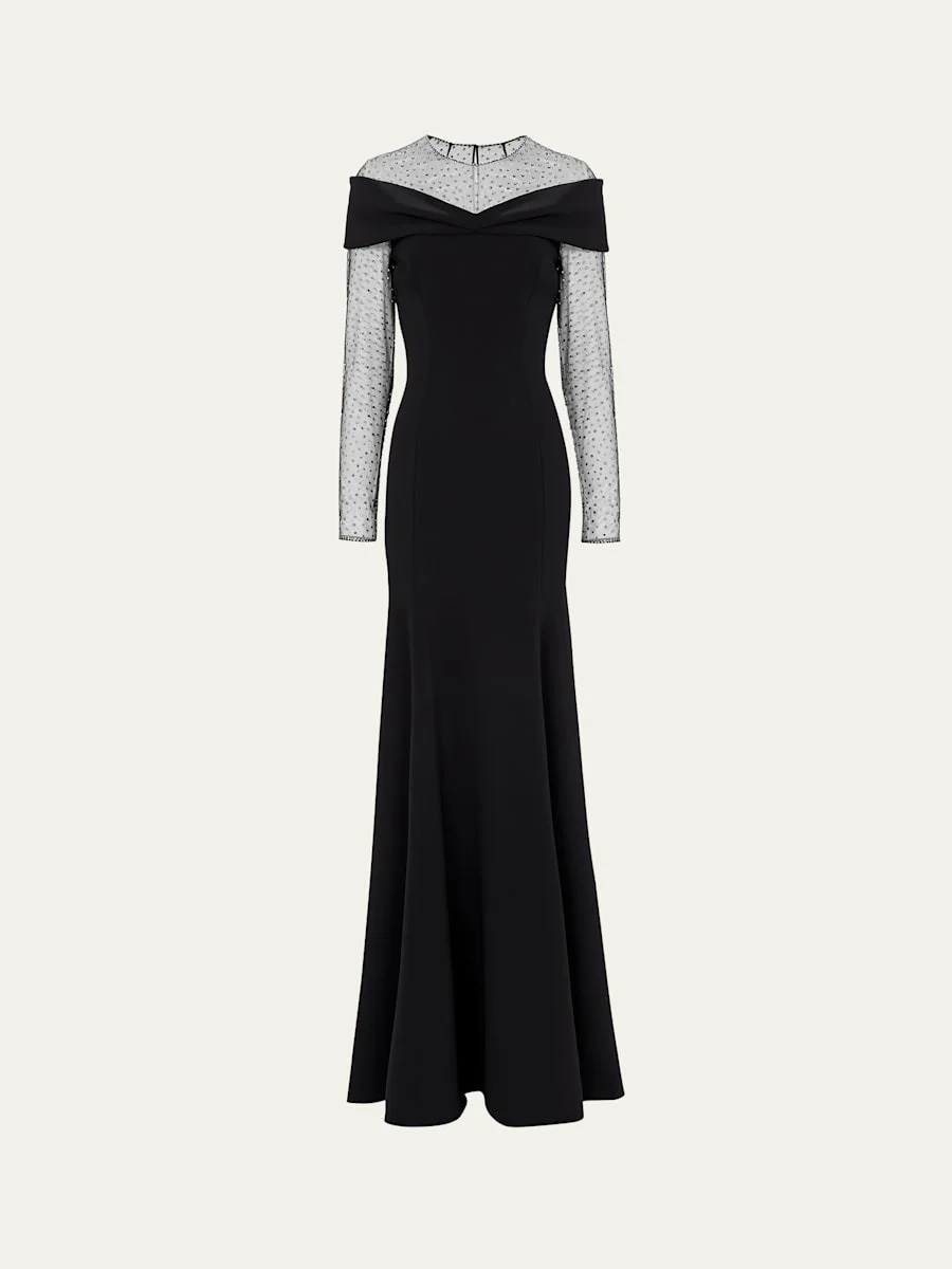 Etienne Crystal Illusion Off-The-Shoulder Gown - 1