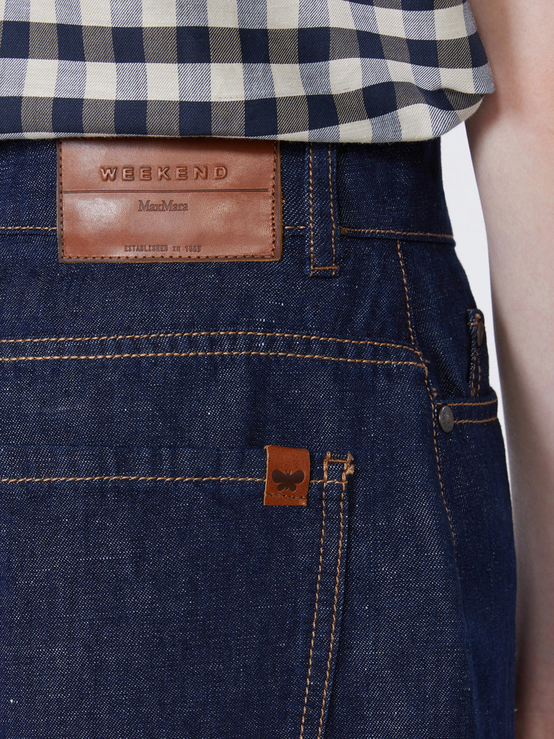 OZONO Cotton and linen denim Bermuda shorts - NAVY 5