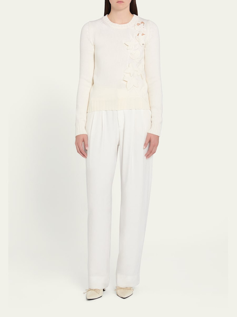 Oscar de la Renta Laser Cut Ivy Crewneck Sweater outlook