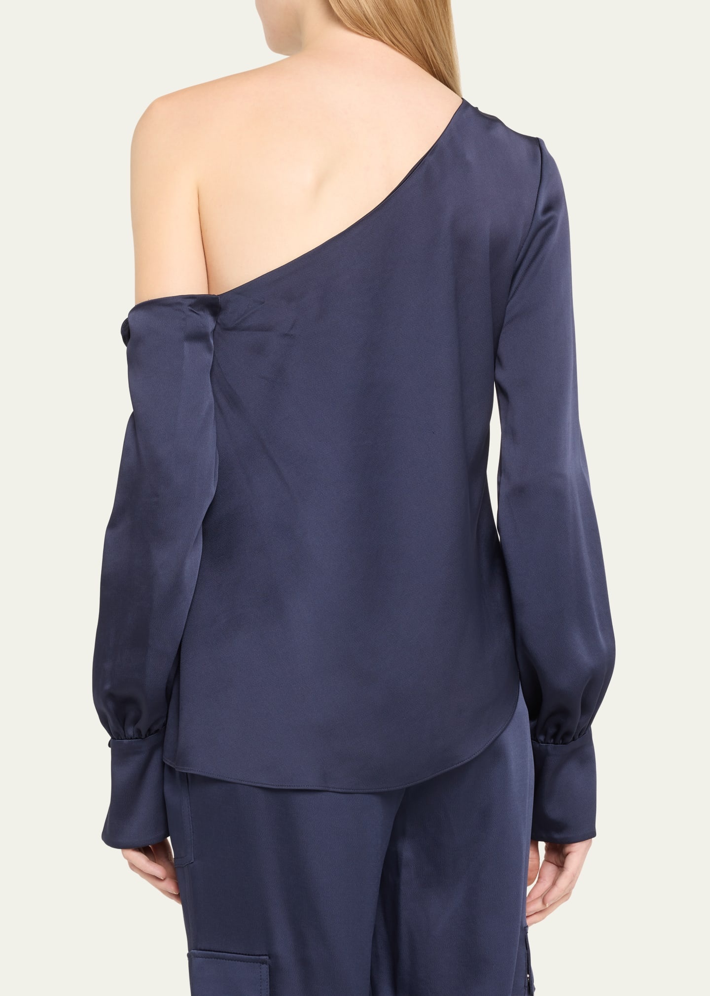 Alice Draped Satin One-Shoulder Top - 3