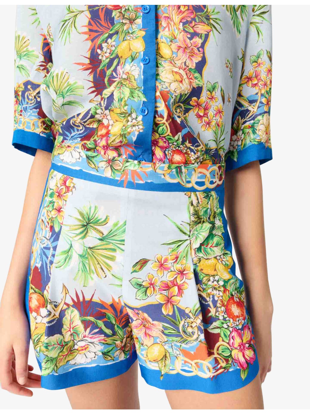 Tropical-Print Pleated Woven Shorts - 5
