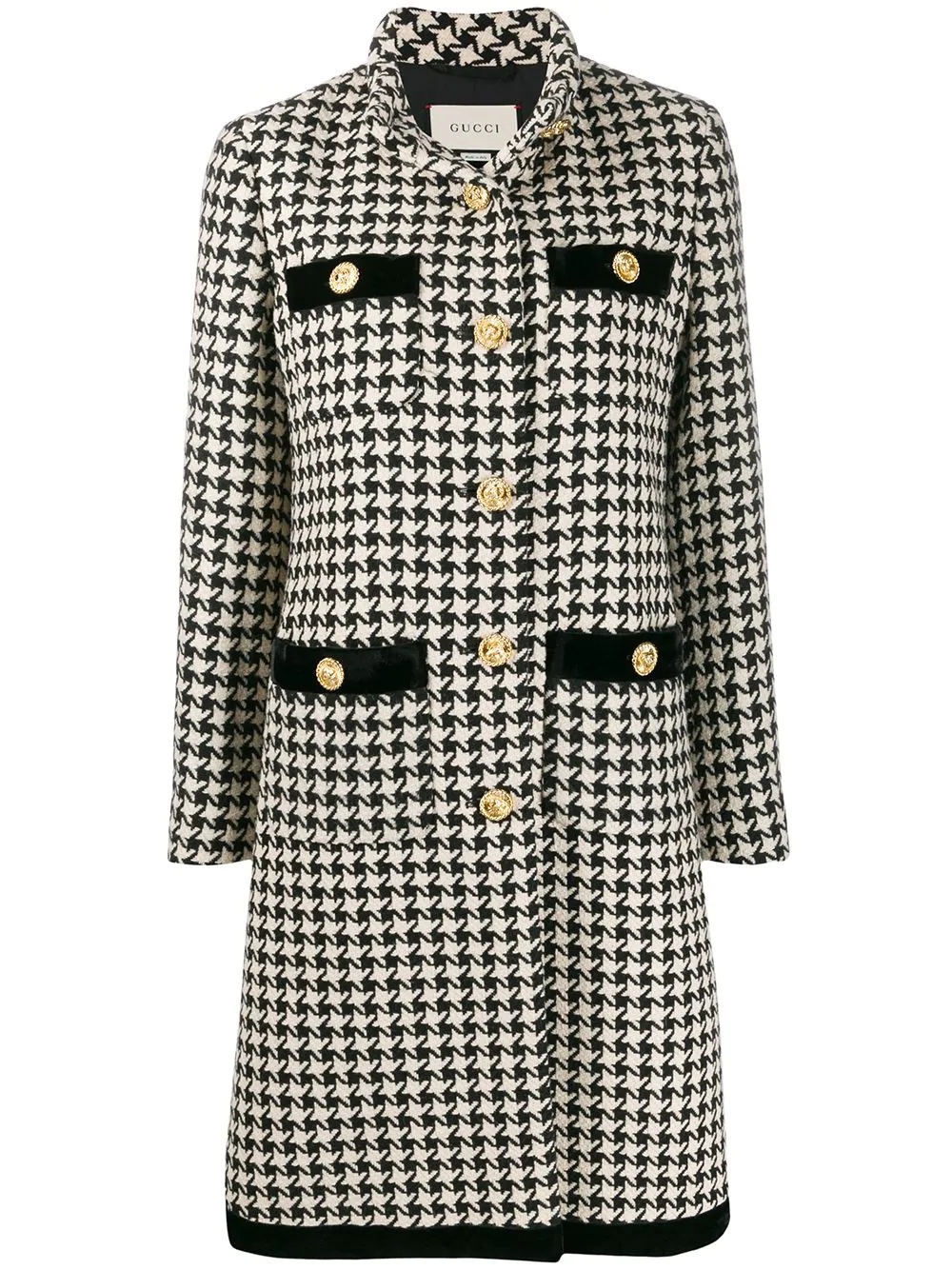 houndstooth print single-breasted coat - 1