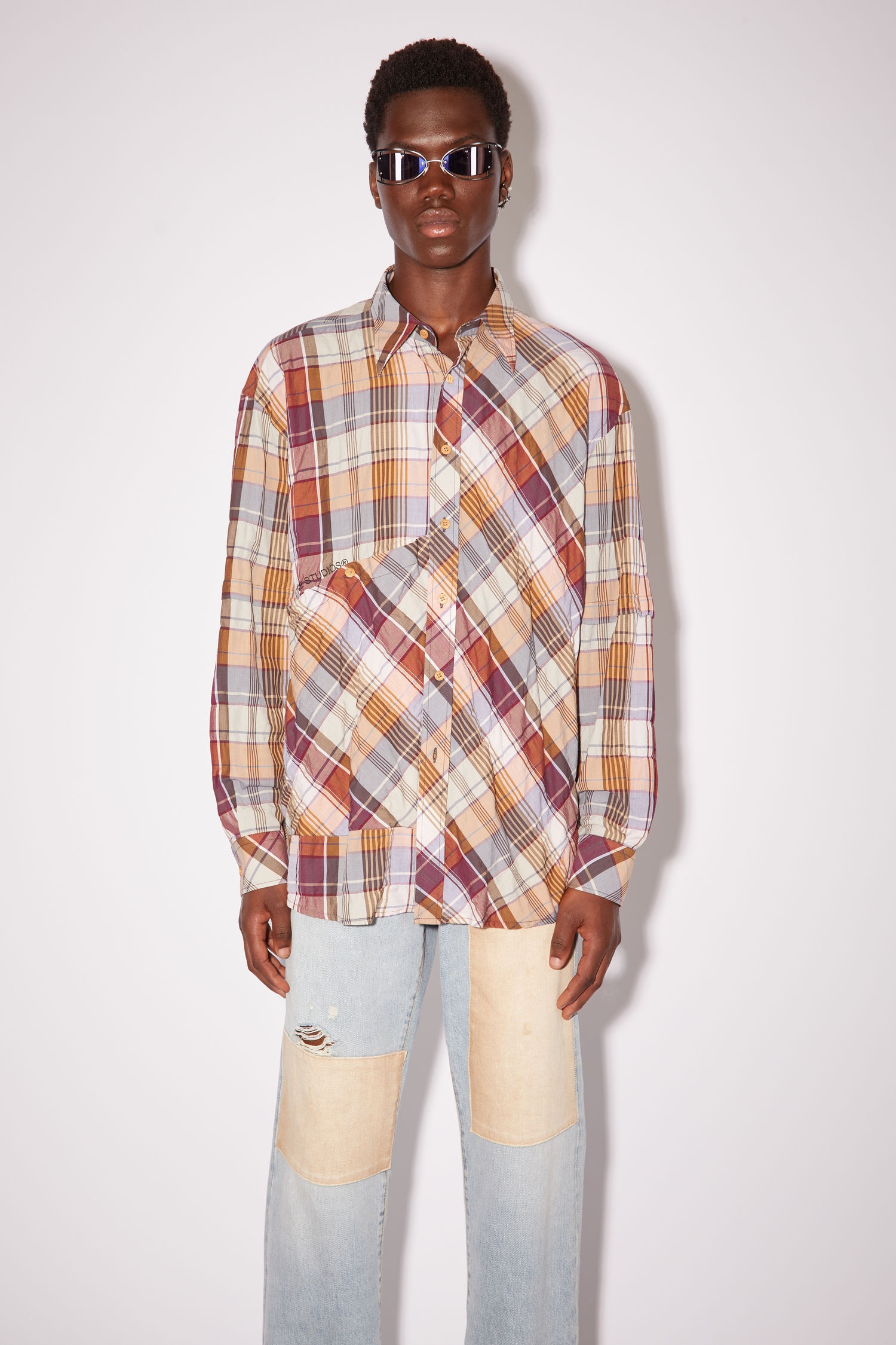 Long sleeve shirt - Beige/burgundy - 2