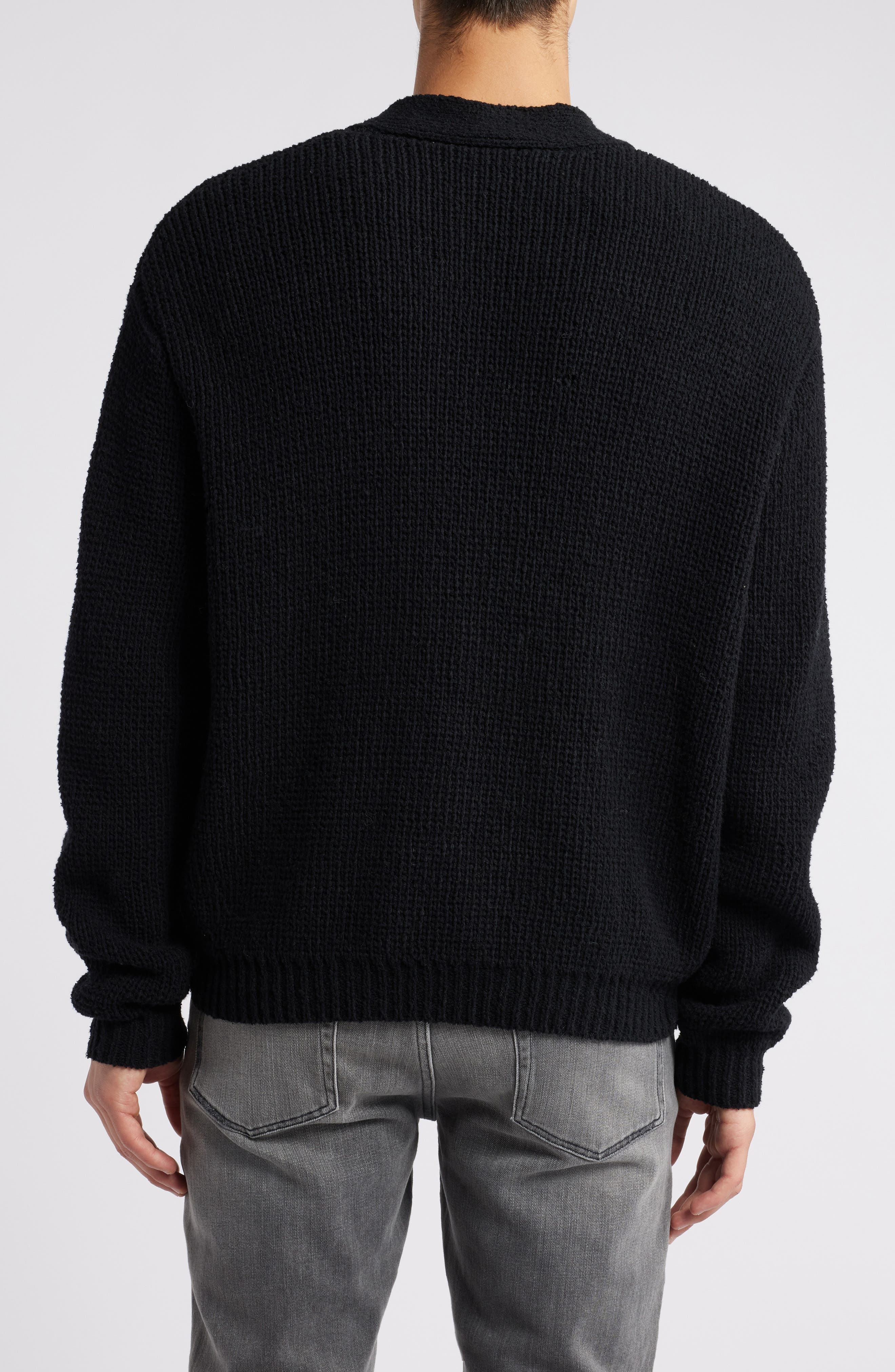 FRAME Rib Wool & Silk Cardigan in Black at Nordstrom - 2