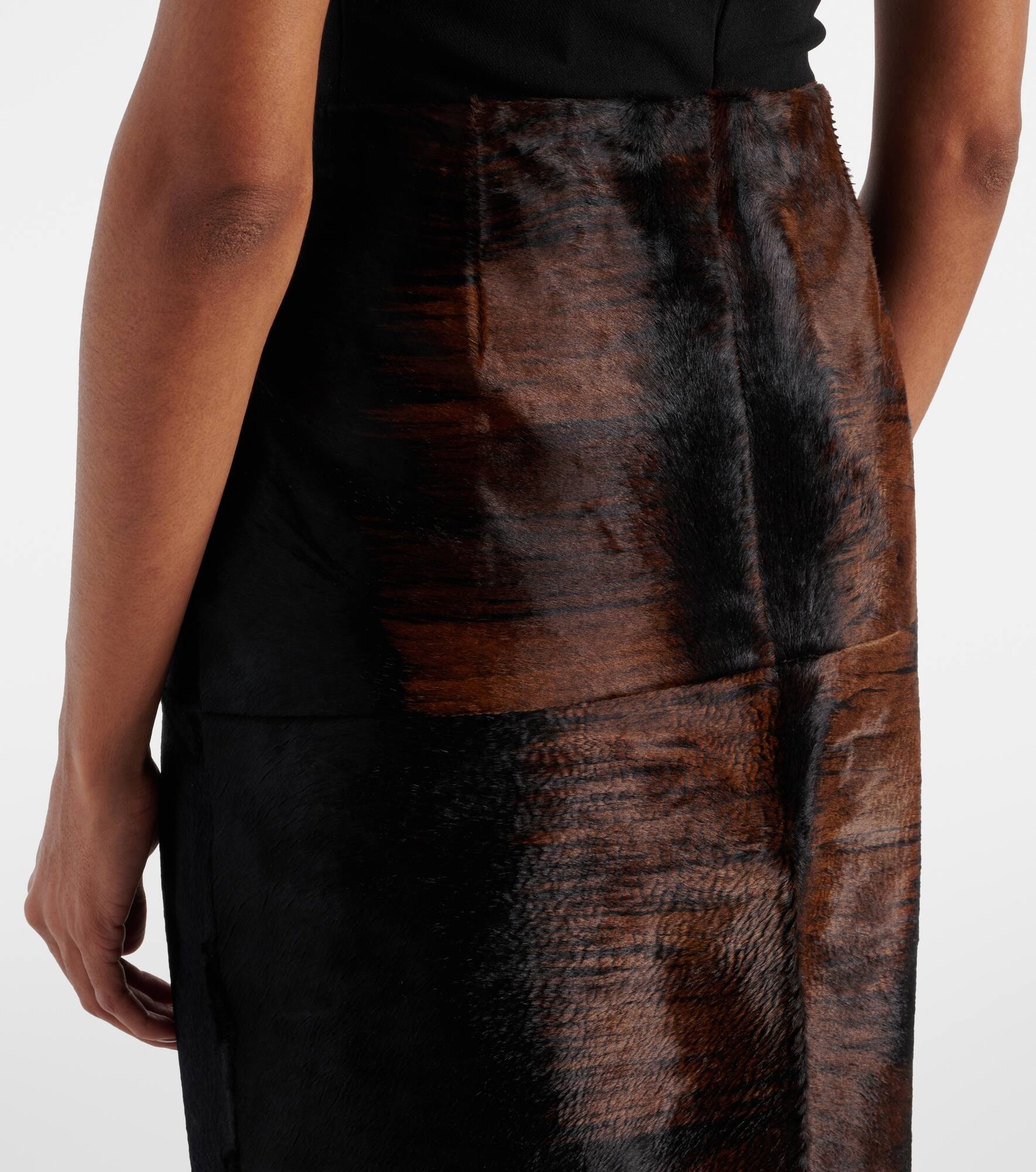 Printed calf hair pencil skirt - 5
