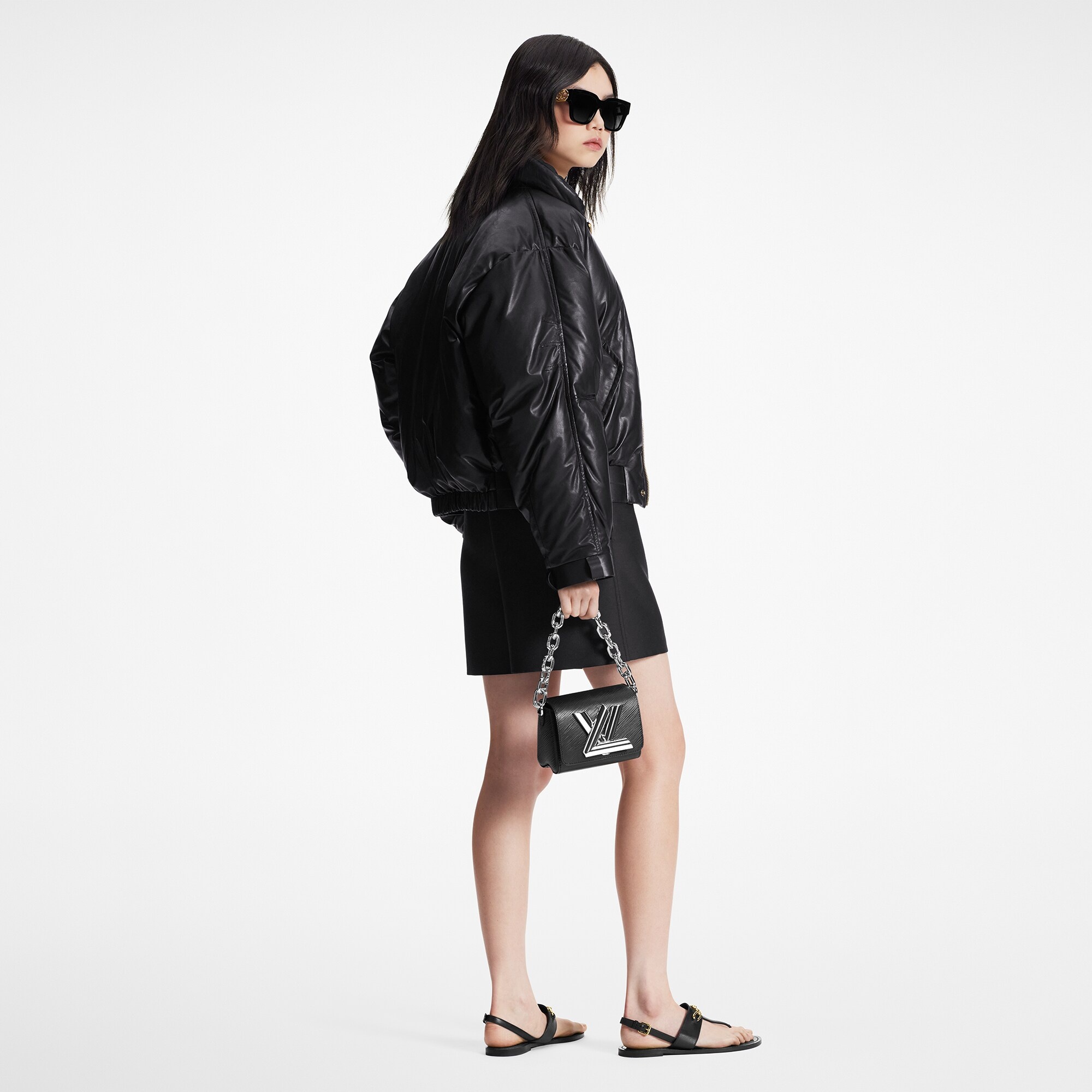 Padded Leather Bomber Jacket - 3
