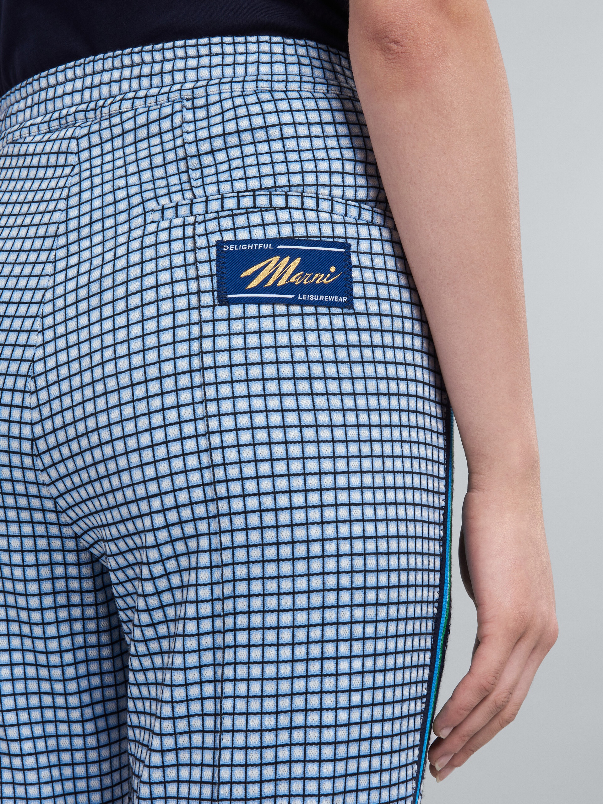 FLARED TROUSERS IN LIGHT BLUE JACQUARD FABRIC - 4