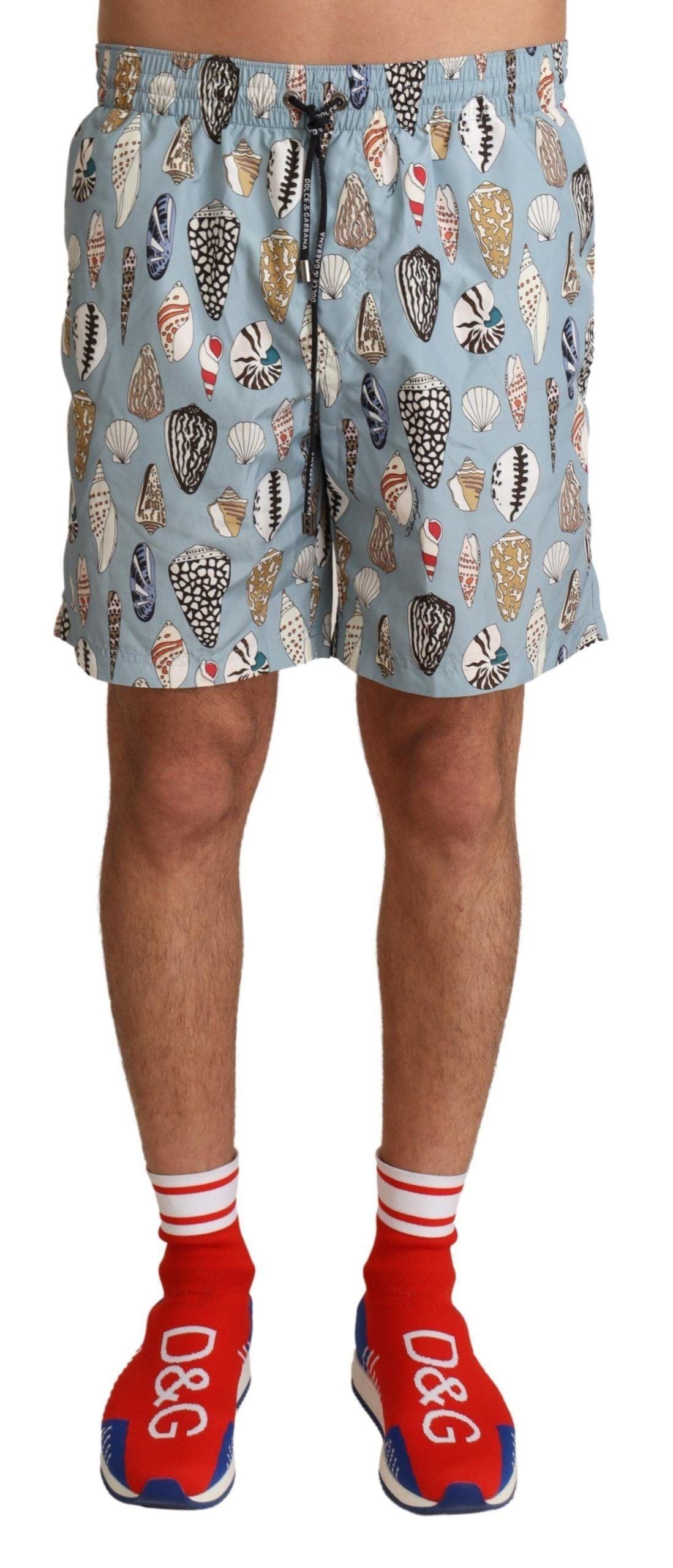 Dolce & Gabbana Blue Seashell Beachwear Swimwear Shorts - 1