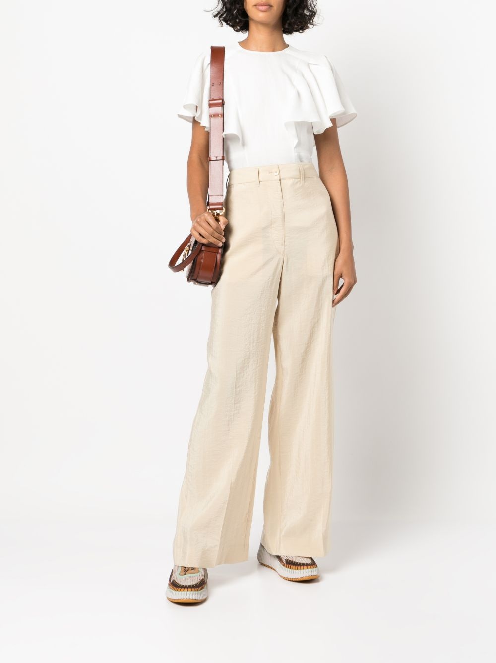 linen flutter sleeve top - 2