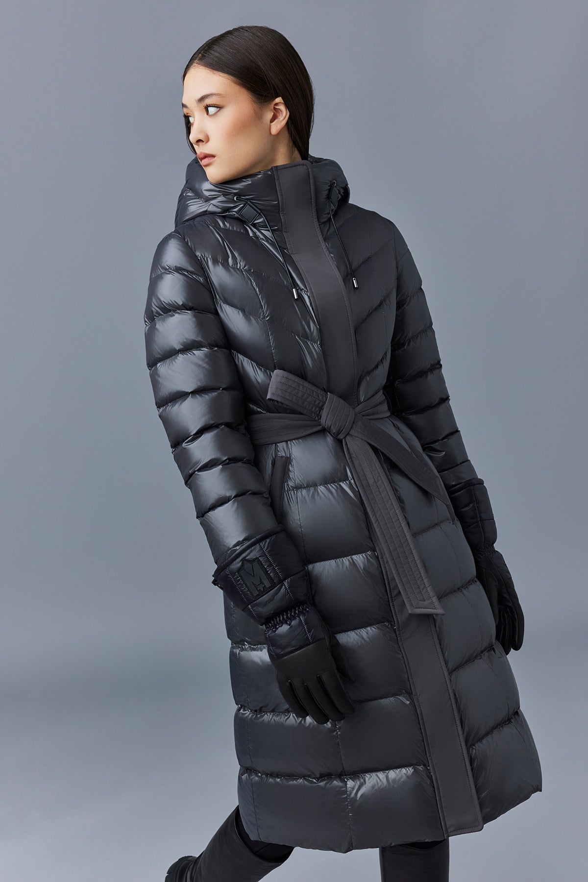 CORALIA down coat with hood and sash belt - 5