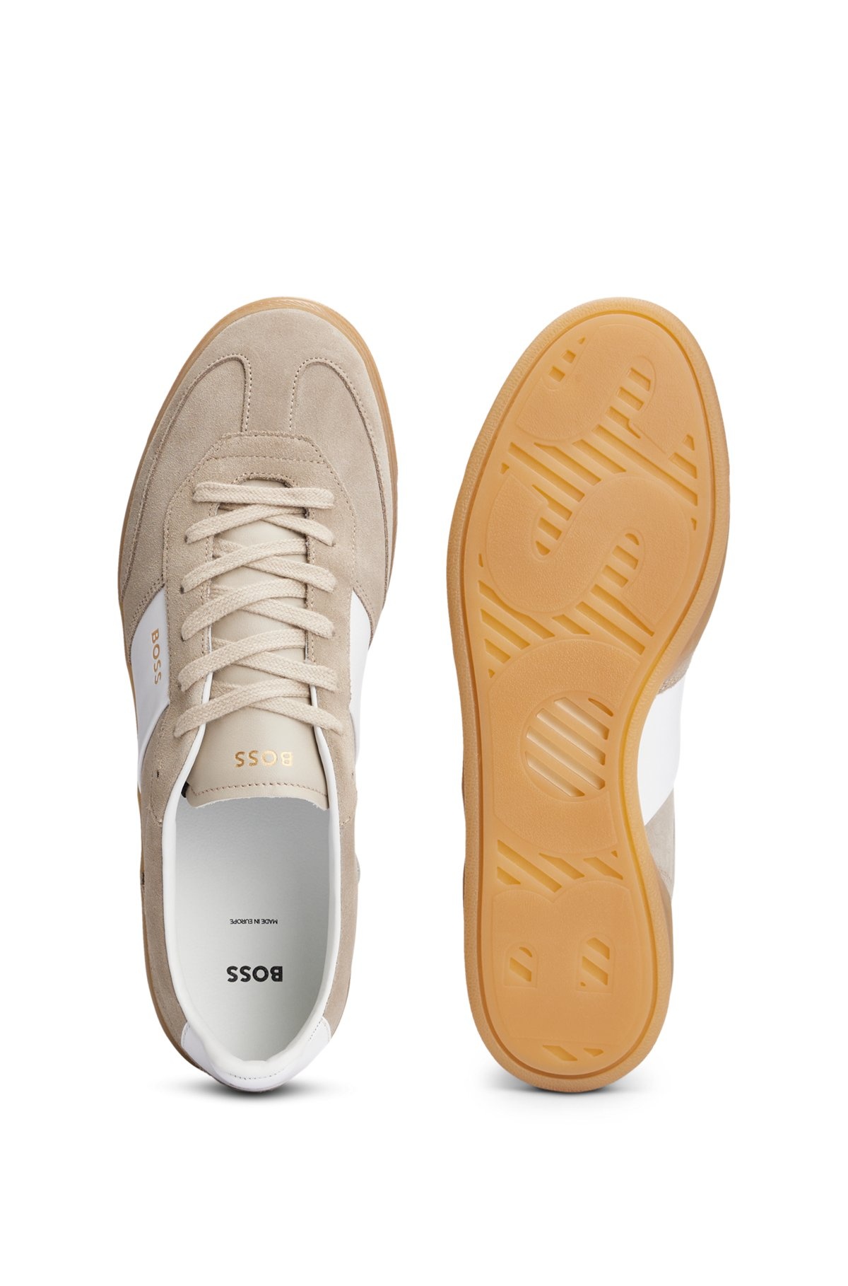 SUEDE-LEATHER LACE-UP TRAINERS WITH BRANDING - 4