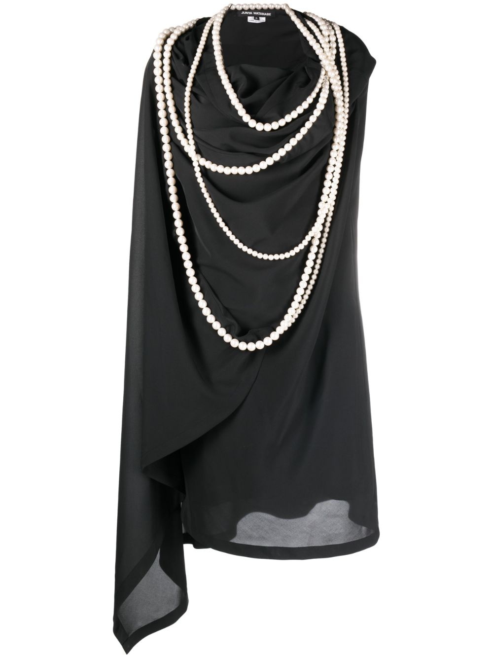 asymmetric pearl-detail minidress - 1