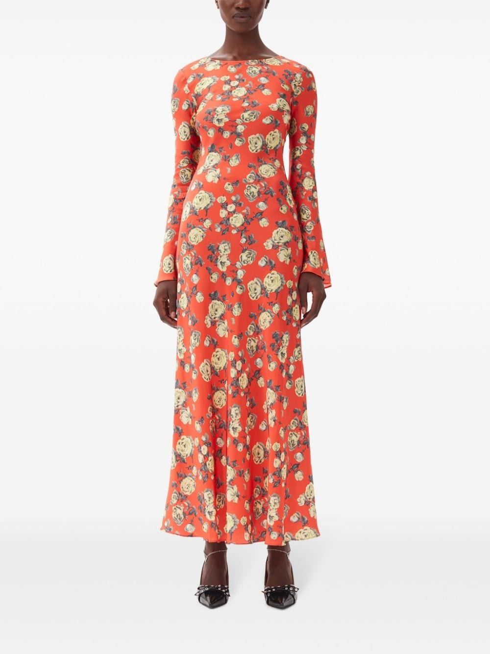 floral-print satin maxi dress - 2