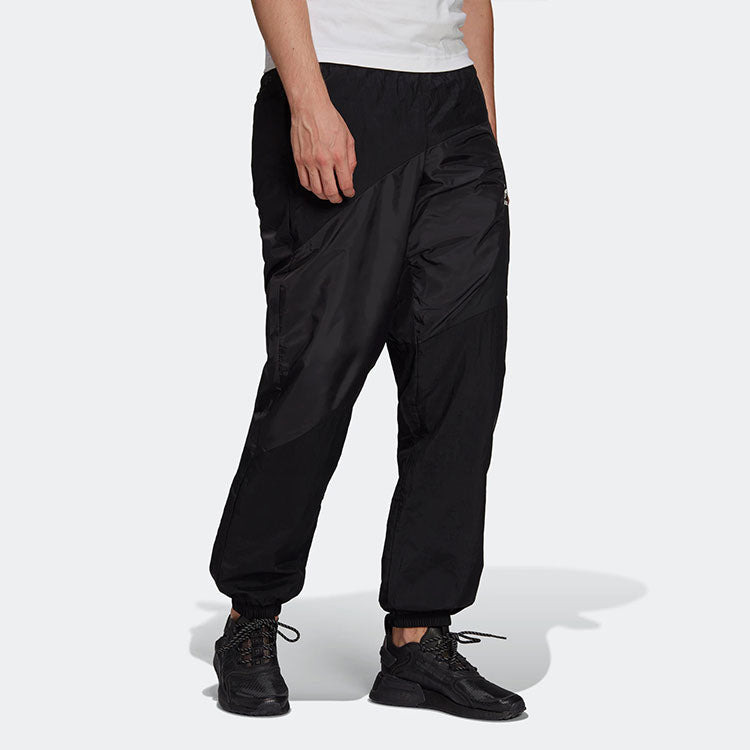 Men's adidas originals Casual Solid Color Splicing Sports Pants/Trousers/Joggers Black HE2953 - 4