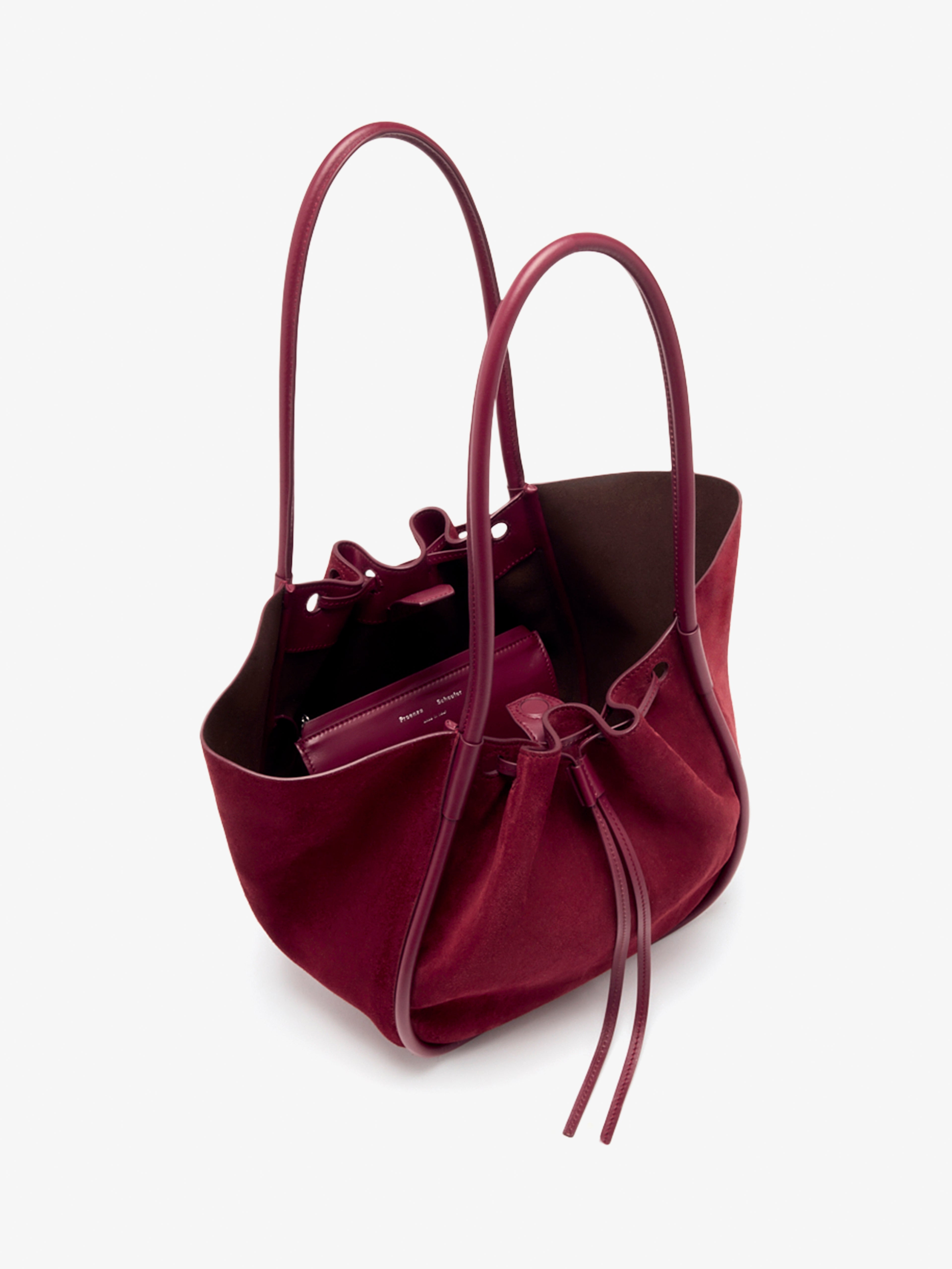 Large Ruched Tote in Soft Suede - 5