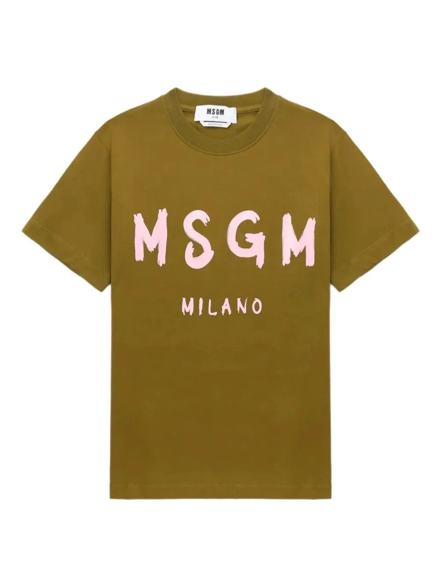 Msgm Logo Print Cotton T-Shirt Clothing - 1