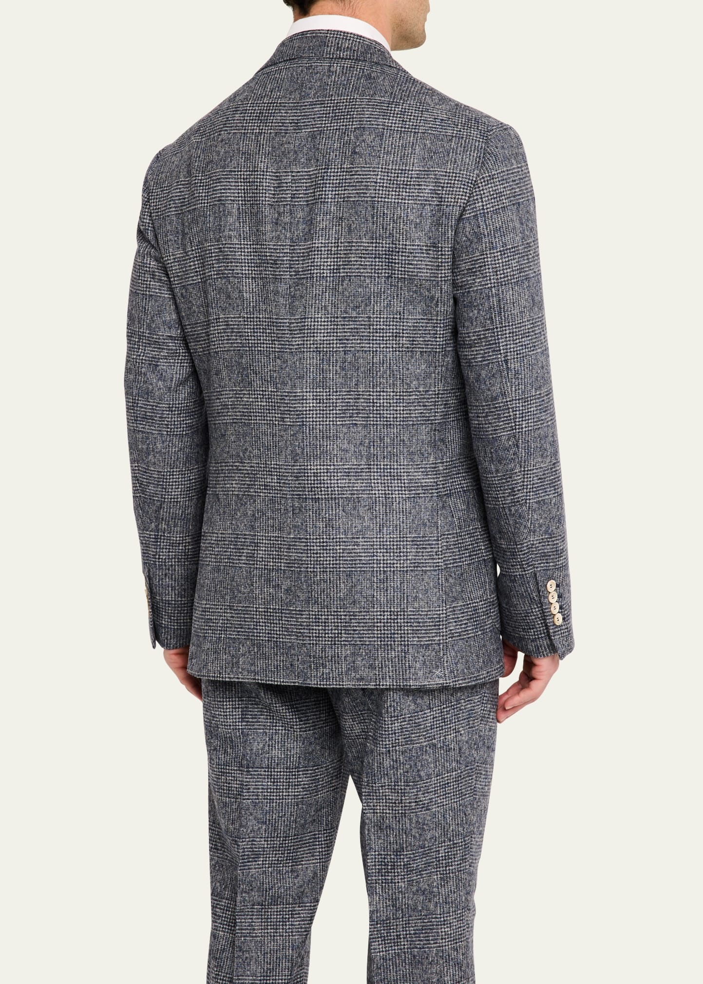 Men's Double-Breasted Plaid Suit - 7