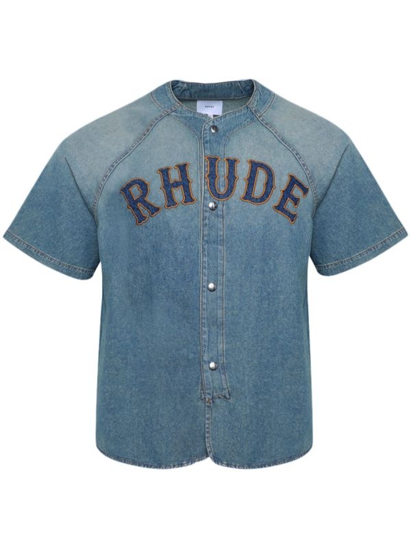 RHUDE Men Baseball Denim Shirt - 5