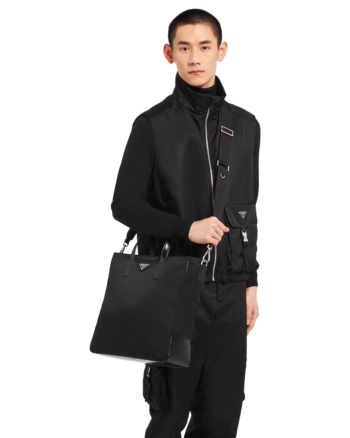 Re-Nylon and Leather tote - 2