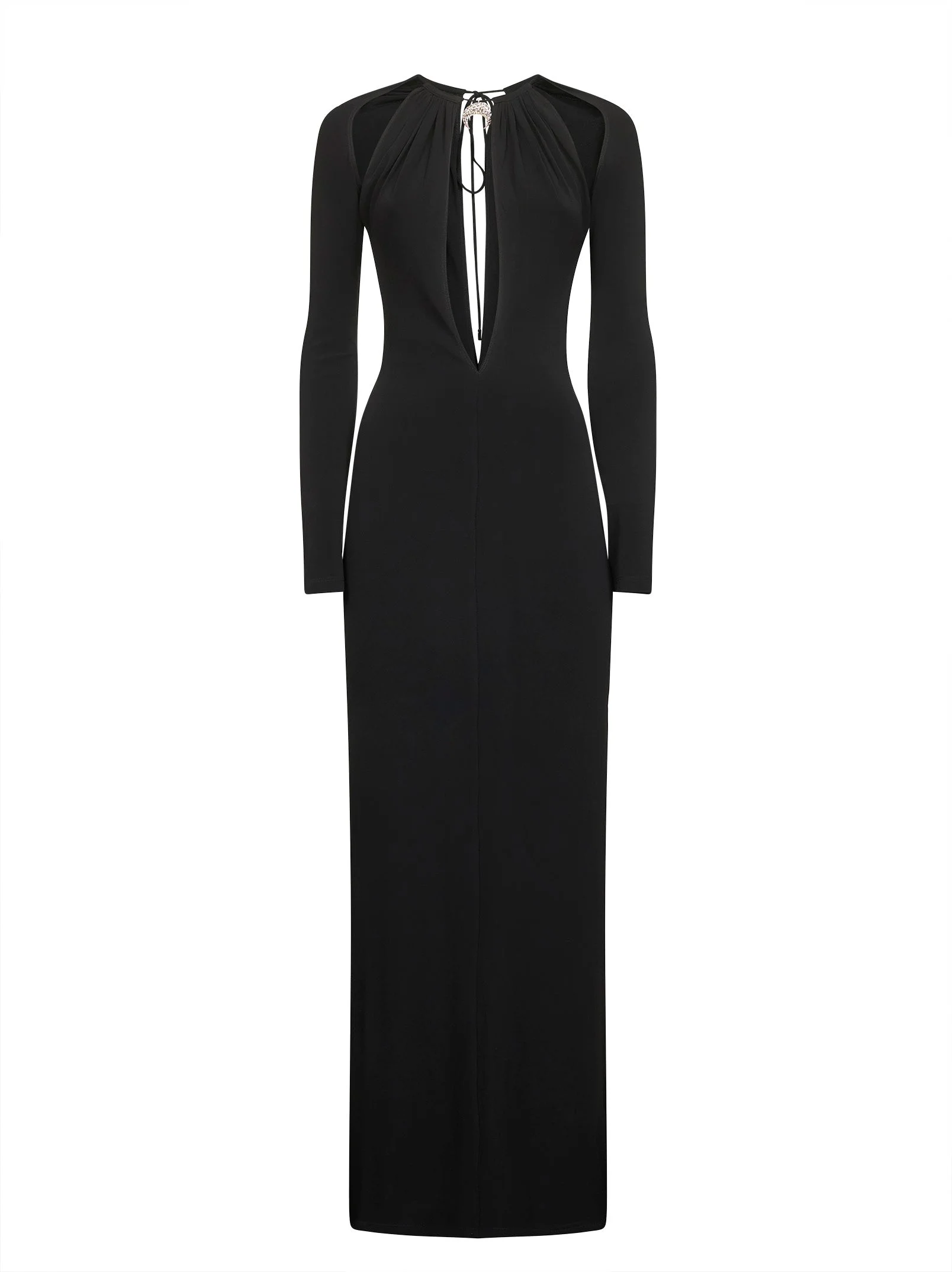 Marine Serre Women Black Draped Jersey Long Dress - 1