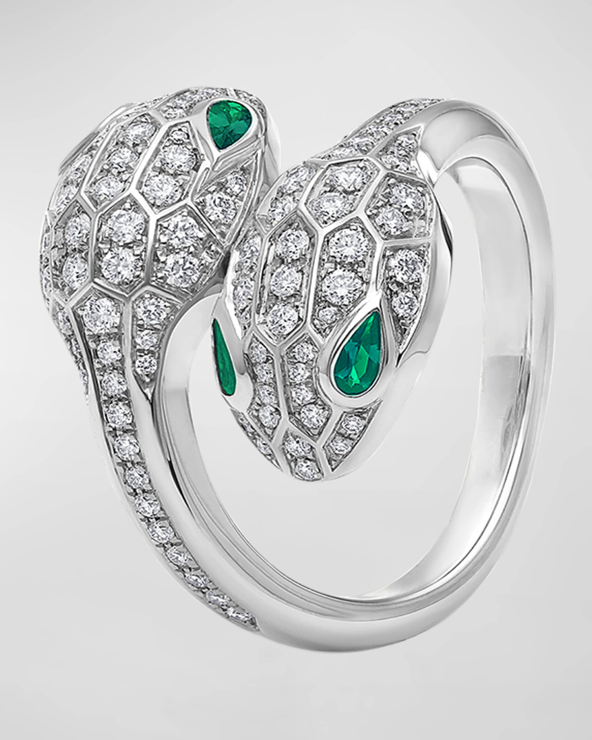 Serpenti Seduttori Ring with Emeralds and Diamonds, EU 50 / US 6.25 - 1