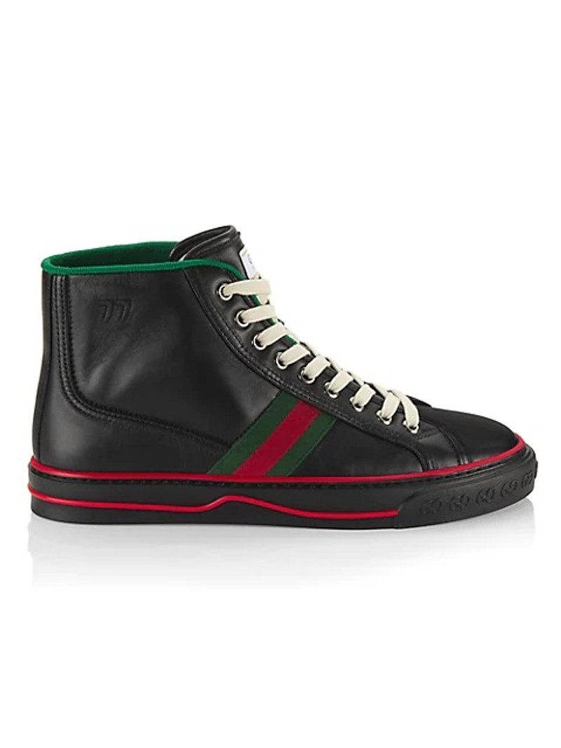 Web-stripe lace-up sneakers - 1