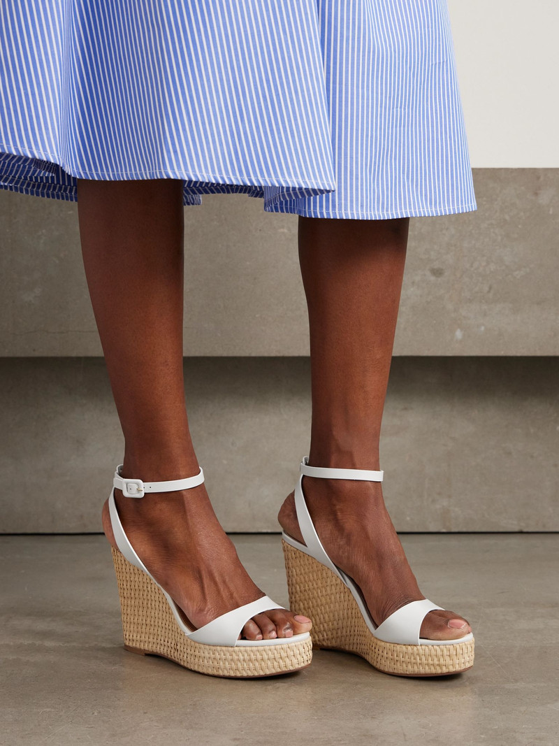 AQUAZZURA Sunseeker 110 leather wedges platform sandals White outlook