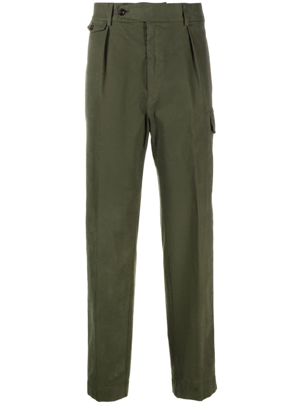 high-waisted twill cargo trousers - 1