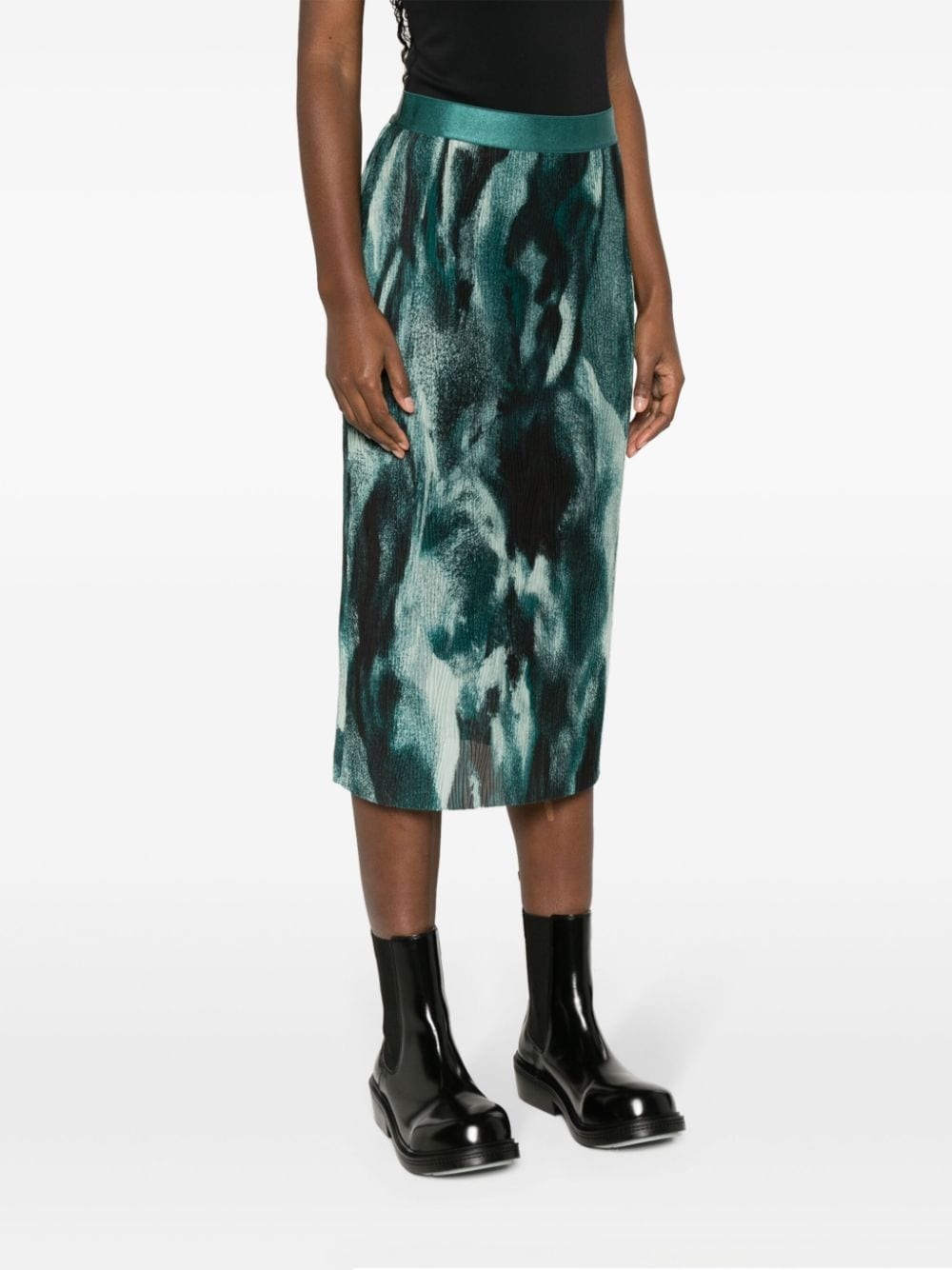 Evibelle abstract-print pleated skirt - 3