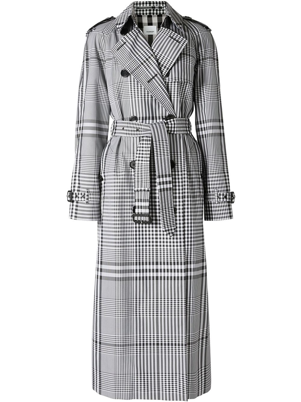 check-print trench coat - 1