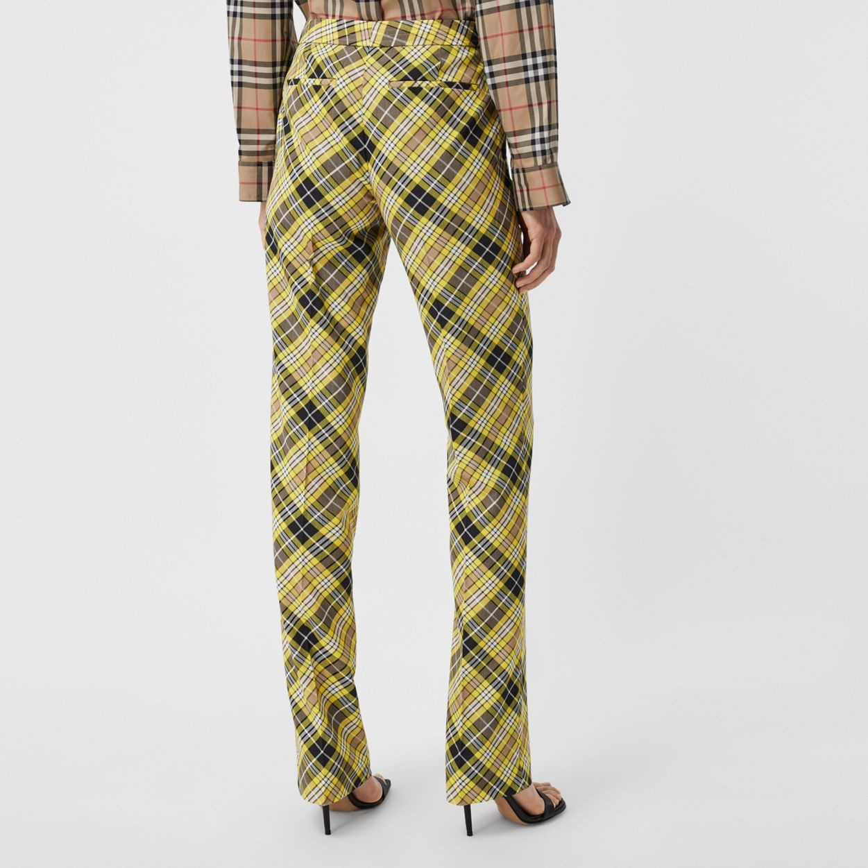 Cropped Check Technical Wool Tailored Trousers - 4