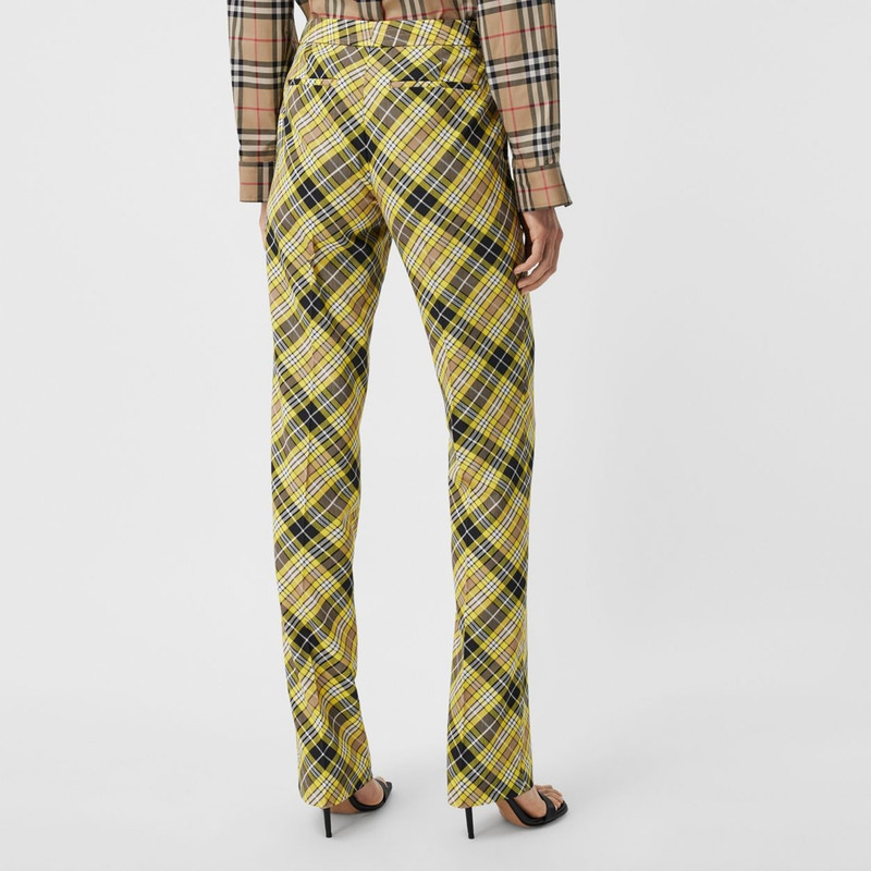 Cropped Check Technical Wool Tailored Trousers 4