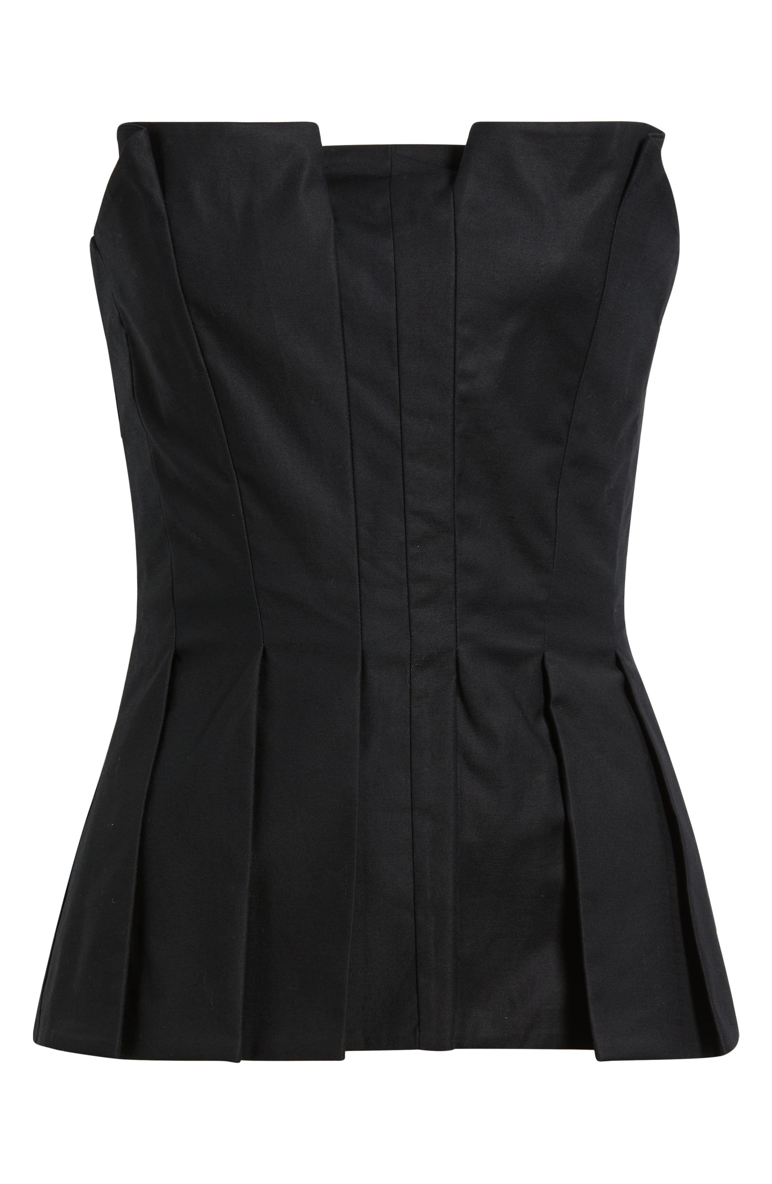 Reformation Ashlyn Pleated Peplum Strapless Top in Black at Nordstrom - 5