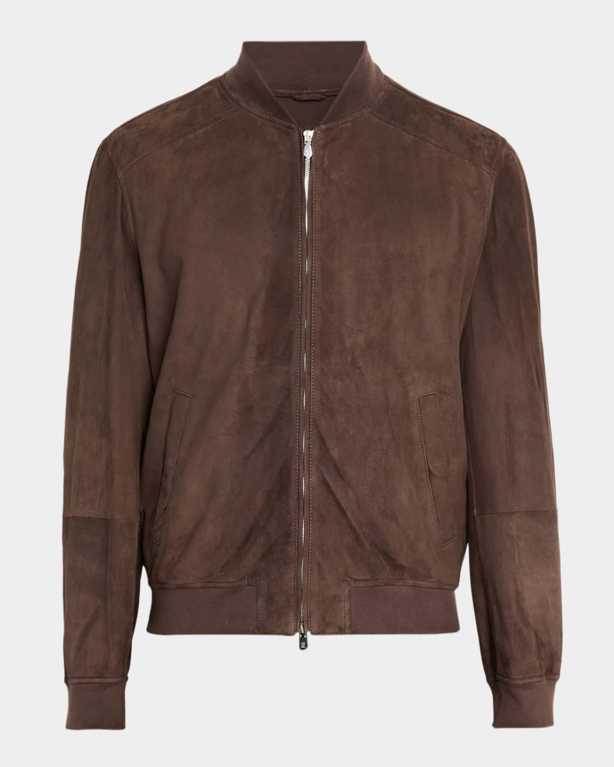 Men's Suede Full-Zip Bomber Jacket - 1