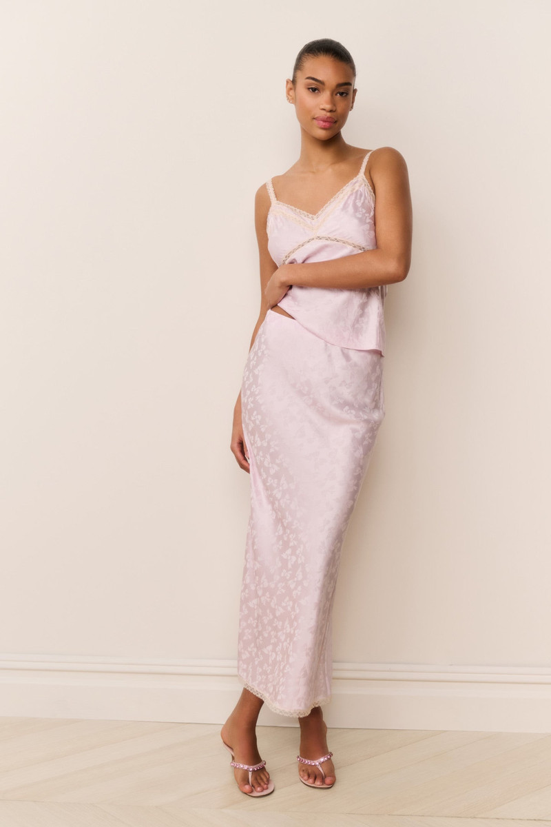 LoveShackFancy Kalo Silk-Blend Bow Jacquard Maxi Skirt outlook