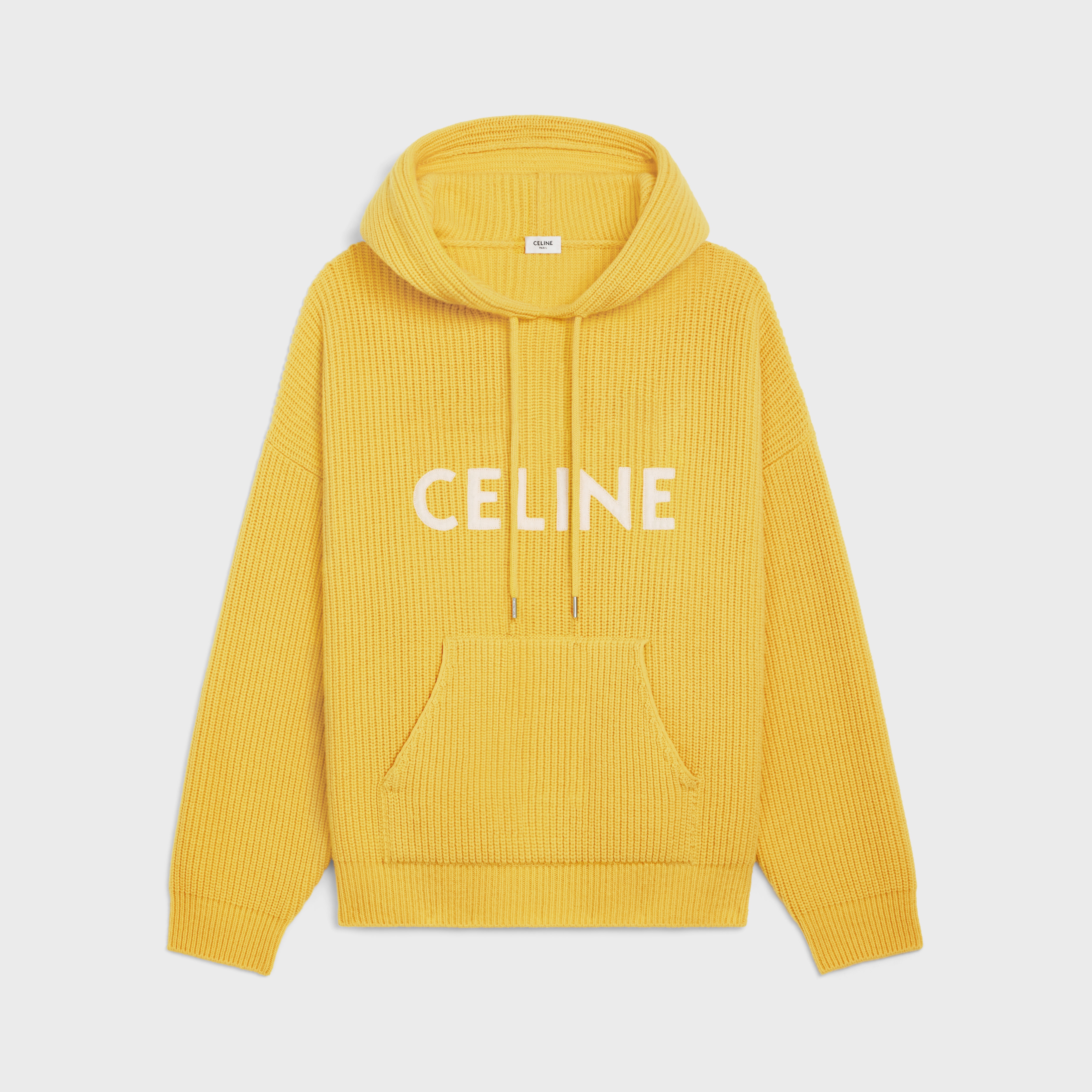 CELINE SWEATER WITH HOOD IN RIBBED WOOL - 1
