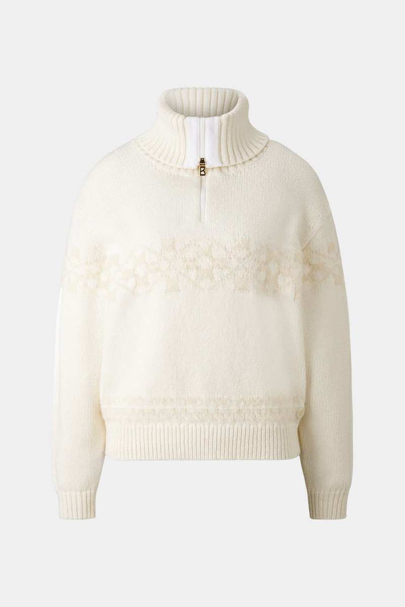 Elana Half-zippered sweater in Off-white 5