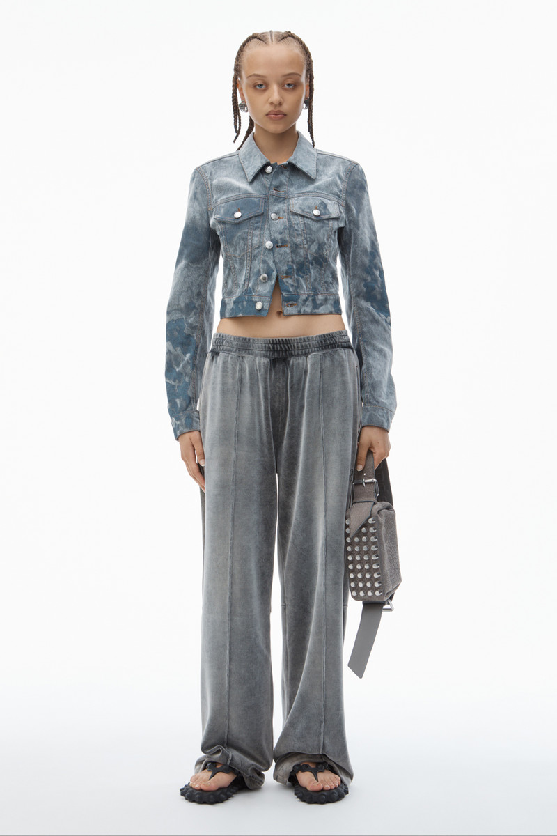 Alexander Wang Slim Trucker Jacket in Flocked Denim outlook