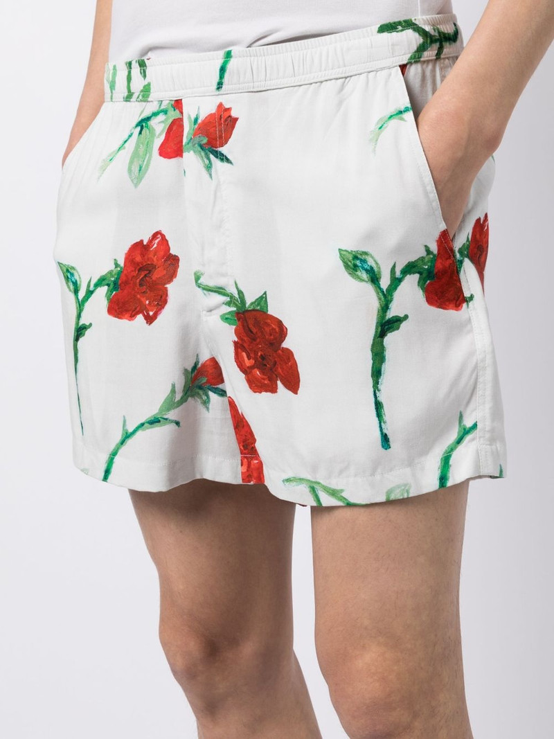 elasticated-waistband rose-print shorts 5