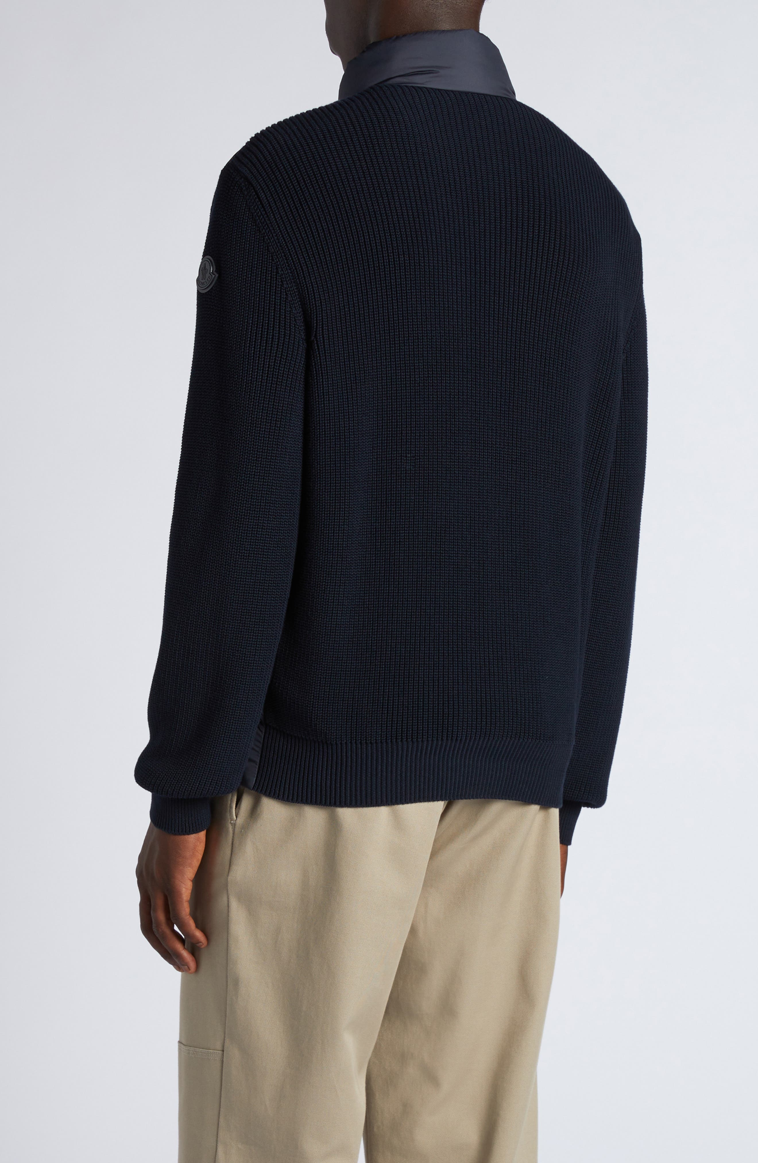 Moncler Quilted Down & Cotton Knit Cardigan in Night Sky at Nordstrom - 3