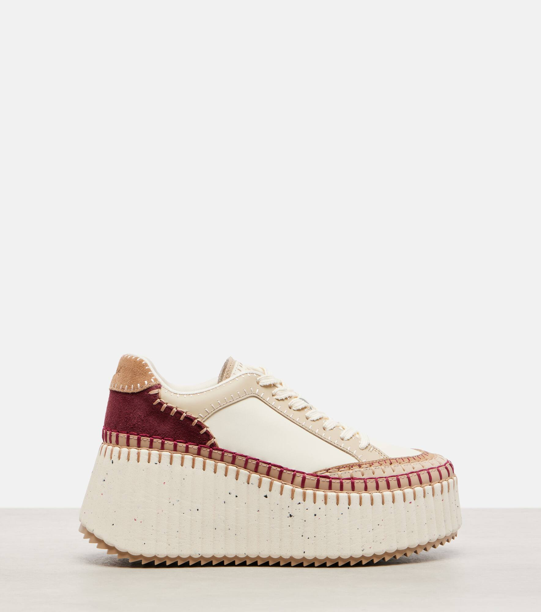 Nama suede-trimmed leather platform sneakers - 4