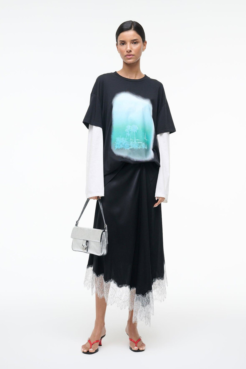 STAUD SONOMA SILK SKIRT BLACK 6