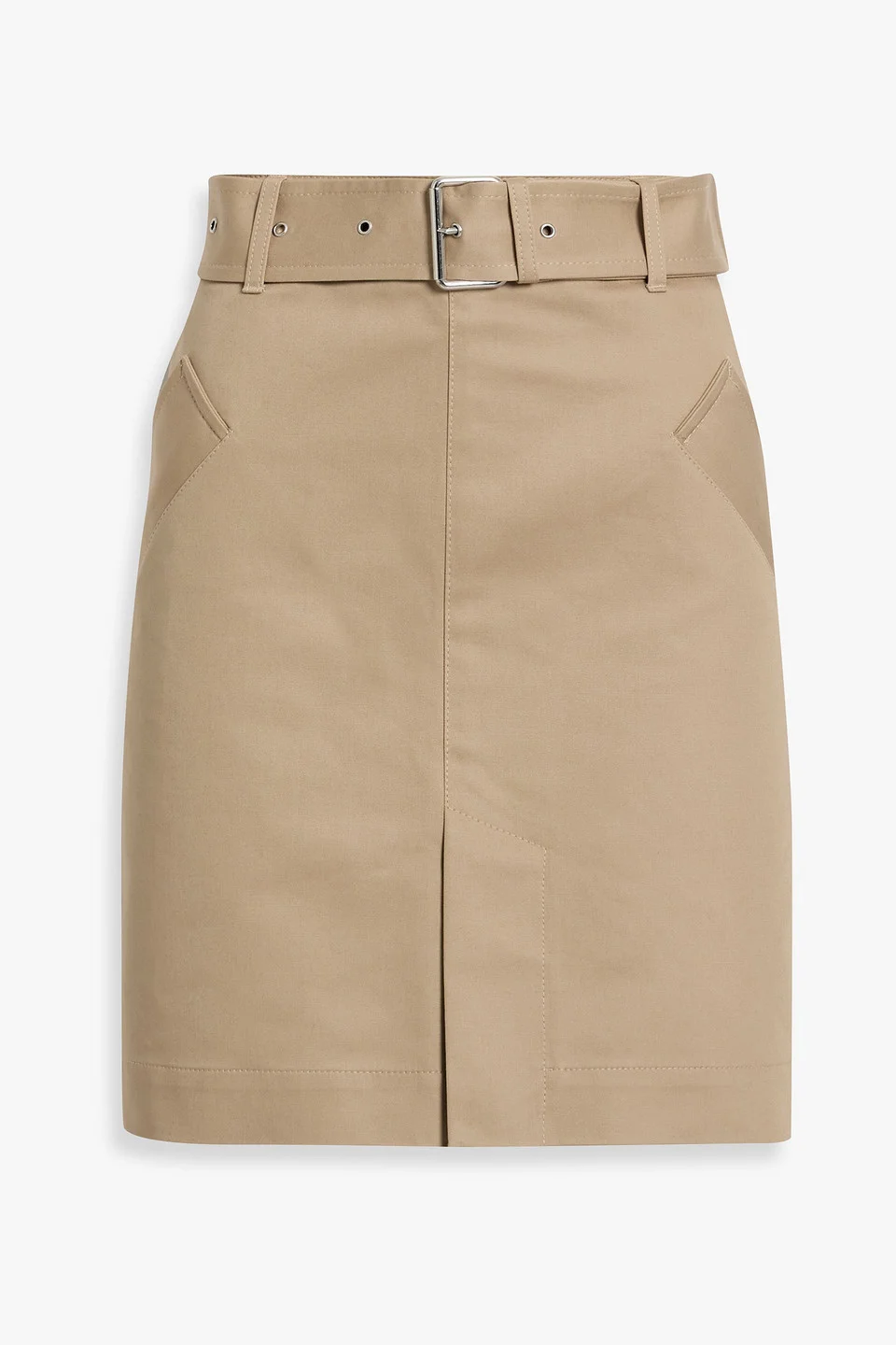 Belted cotton-twill mini skirt - 1