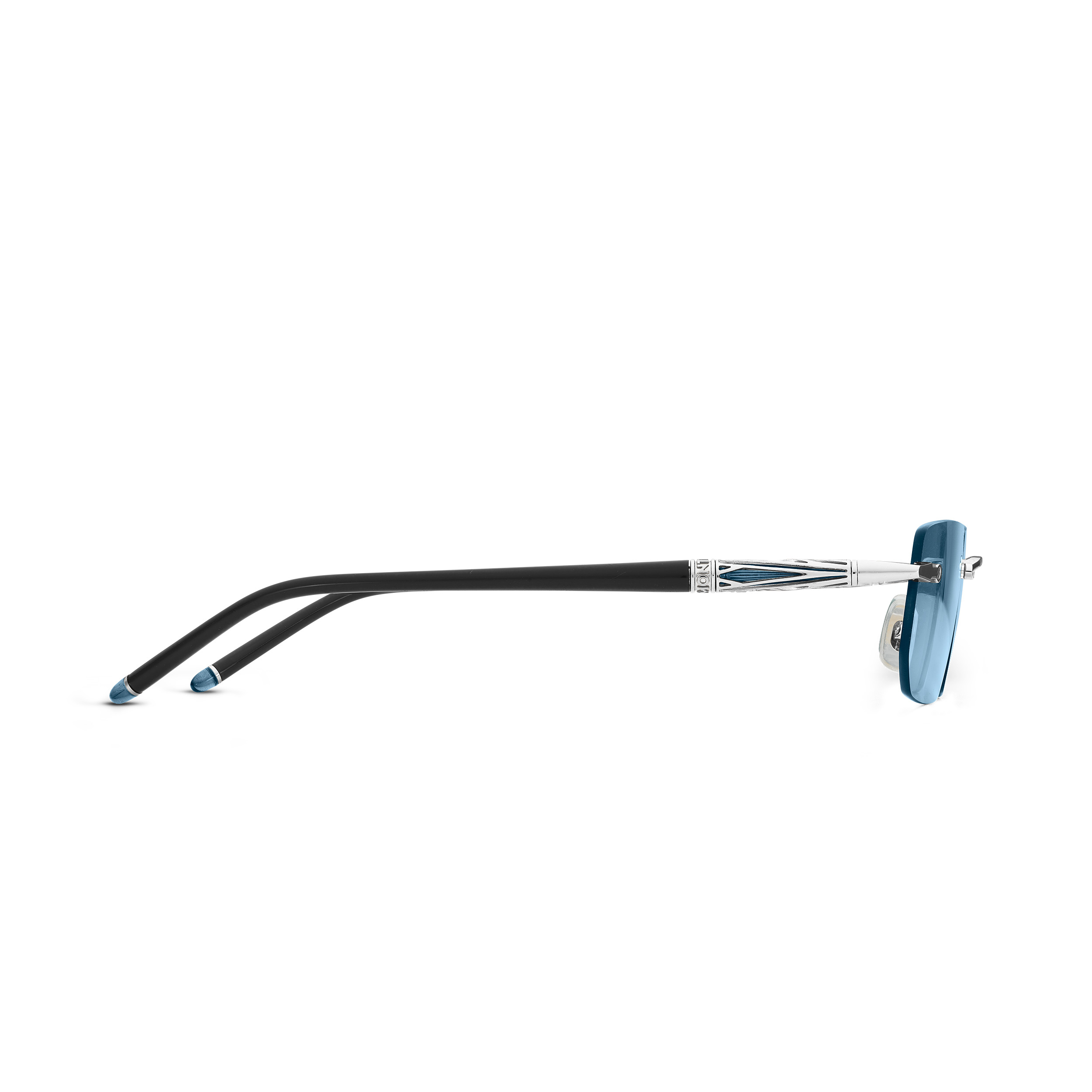 Rectangular Sunglasses with Silver-Colored Metal Frame - 2