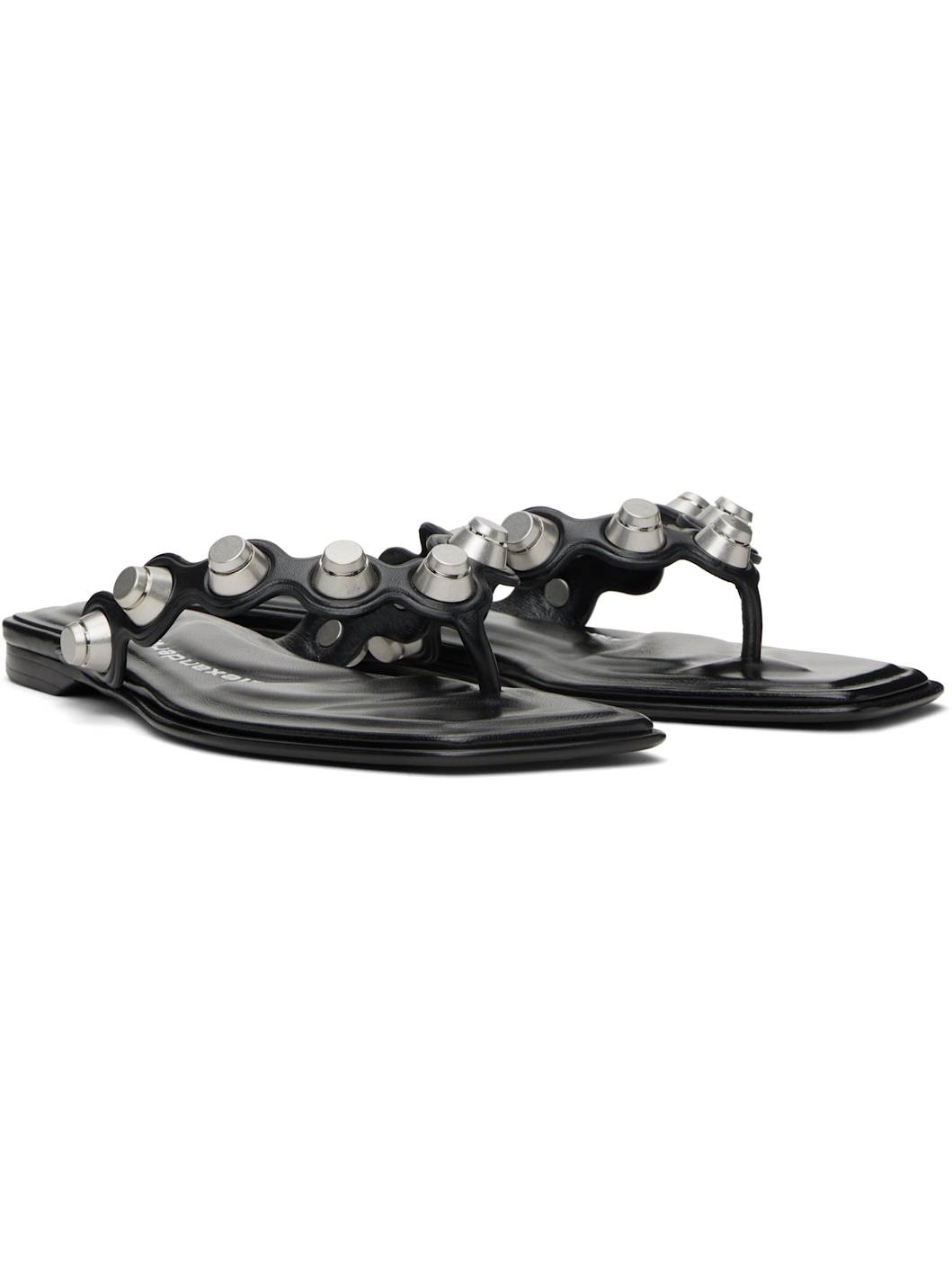 Black Rexa Thong Flat Sandals - 4
