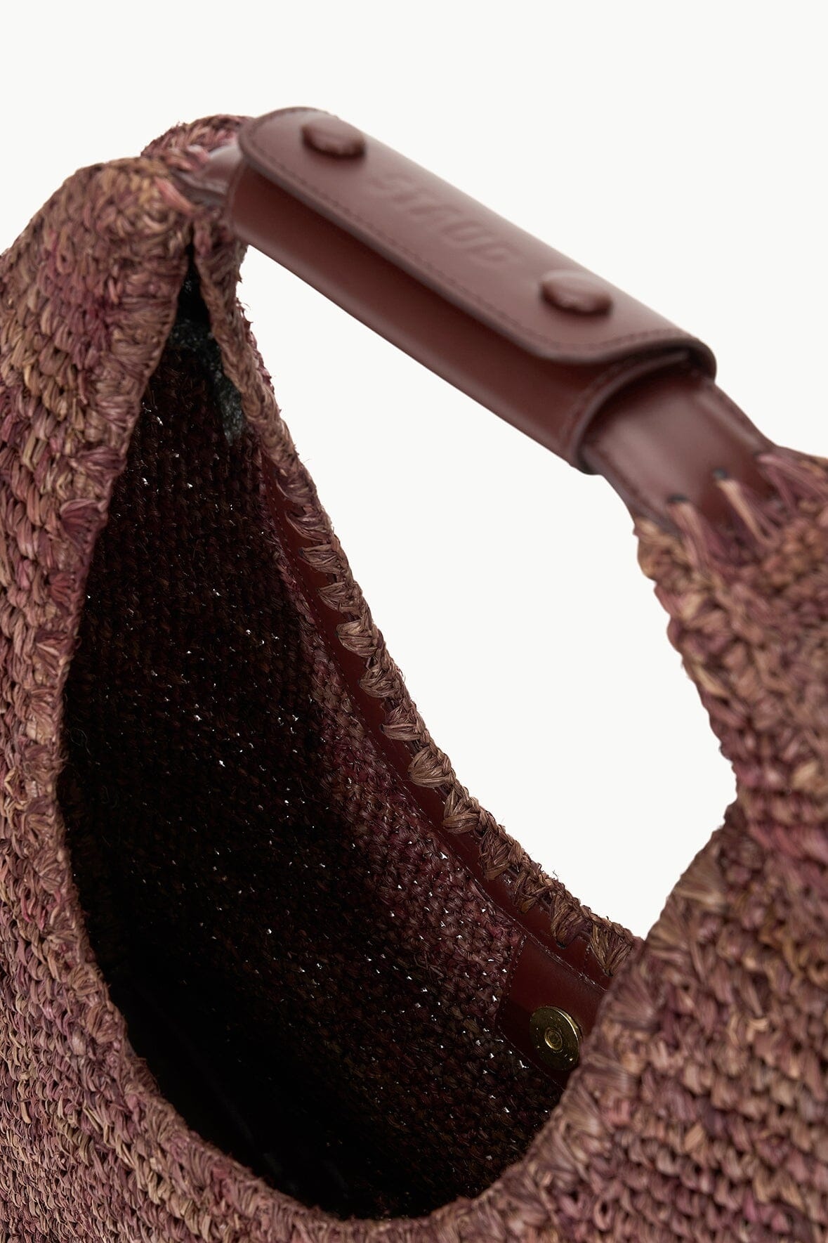 STAUD LARGE RAFFIA MOON TOTE BAG MAHOGANY - 5