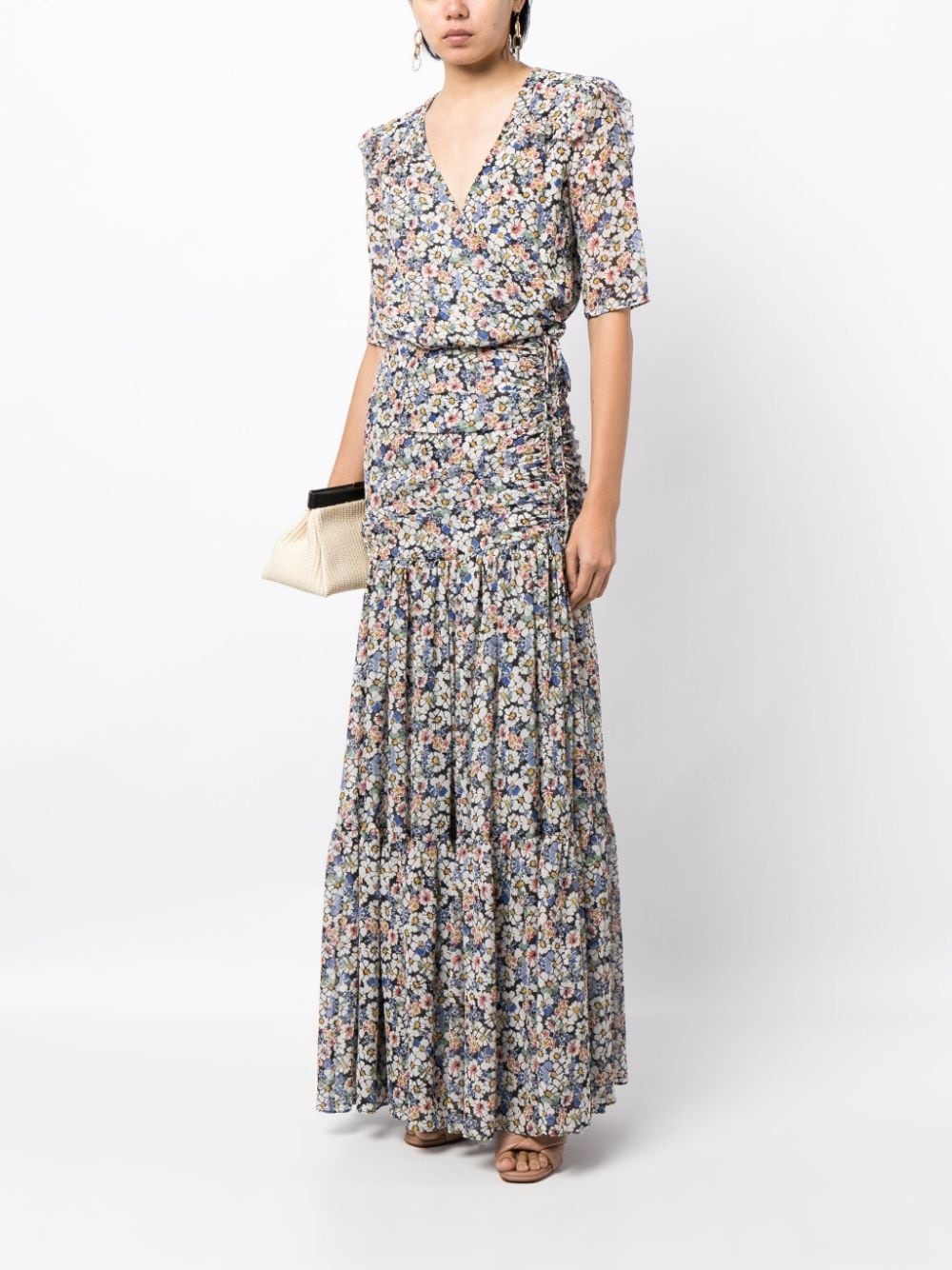 floral-print silk dress - 2